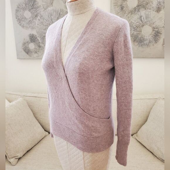 Madewell Coziest Yarn Faux Wrap Pullover Sweater - size Small in Mauve - Picture 8 of 14